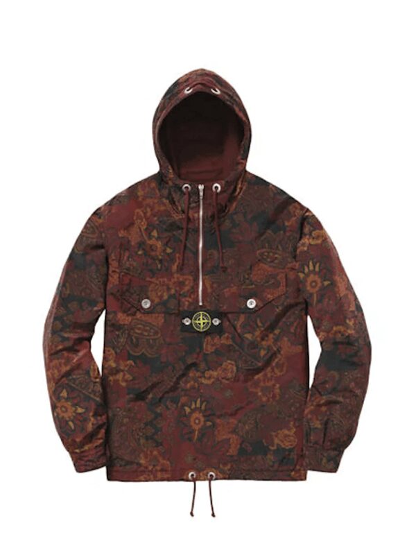 Supreme Stone Island Paisley Nylon Metal 5C Anorak Burgundy