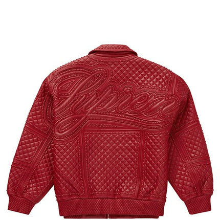 Supreme Studded Quilted Leather Jacket Red