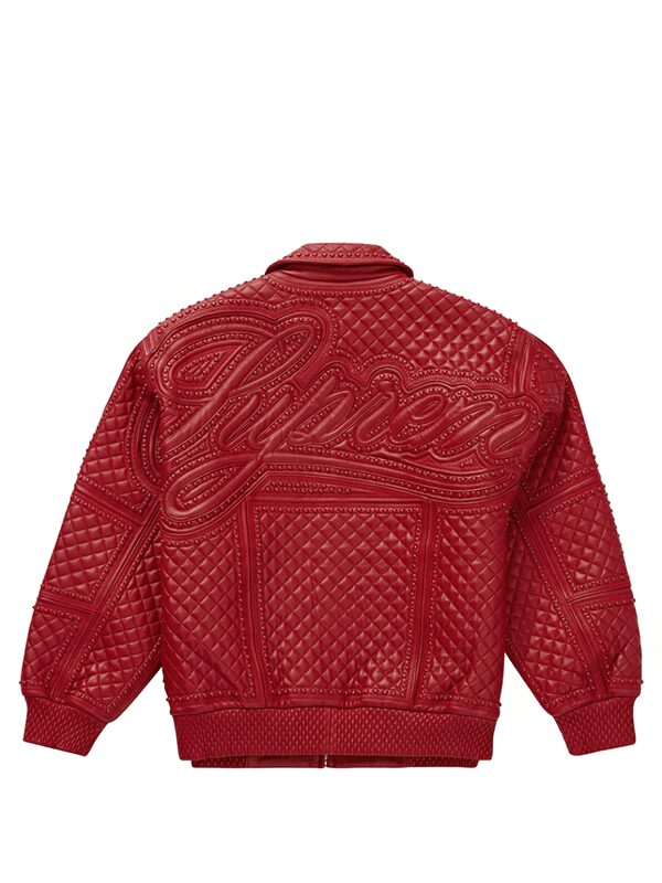 Supreme Studded Quilted Leather Jacket Red