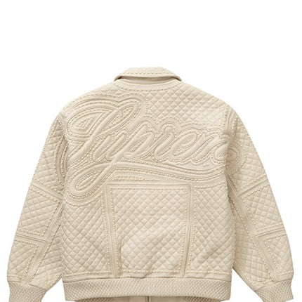 Supreme Studded Quilted Leather Jacket White
