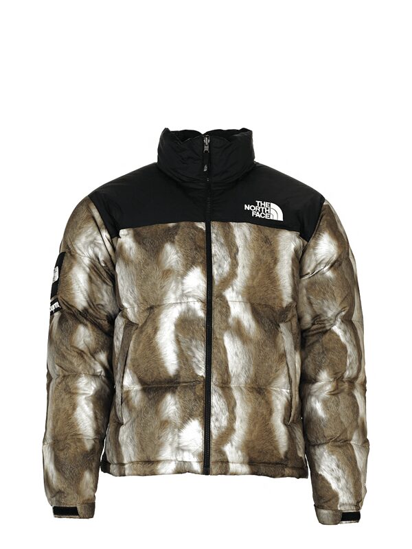 Supreme The North Face Fur Print Nuptse Brown