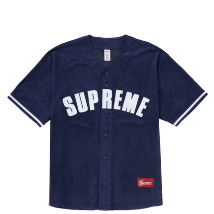 Supreme Ultrasuede Mesh Baseball Jersey Navy