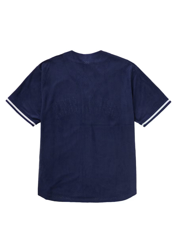 Supreme Ultrasuede Mesh Baseball Jersey Navy