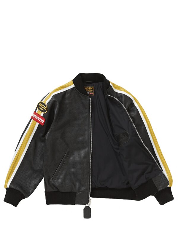 Supreme Vanson Leathers Perforated Bomber Jacket Black