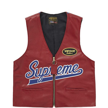 Supreme Vanson Leathers Spider Web Vest Red