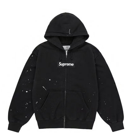 Supreme MM6 Maison Margiela Box Logo Zip Up Hooded Sweatshirt Black