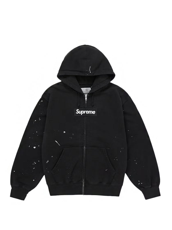 Supreme MM6 Maison Margiela Box Logo Zip Up Hooded Sweatshirt Black