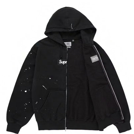Supreme MM6 Maison Margiela Box Logo Zip Up Hooded Sweatshirt Black