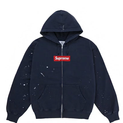 Supreme MM6 Maison Margiela Box Logo Zip Up Hooded Sweatshirt Navy