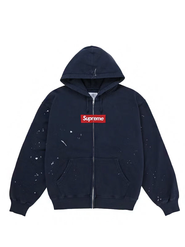 Supreme MM6 Maison Margiela Box Logo Zip Up Hooded Sweatshirt Navy