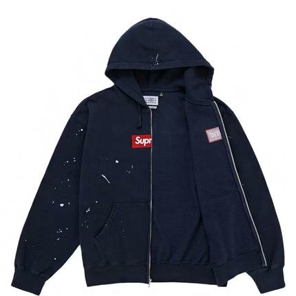Supreme MM6 Maison Margiela Box Logo Zip Up Hooded Sweatshirt Navy