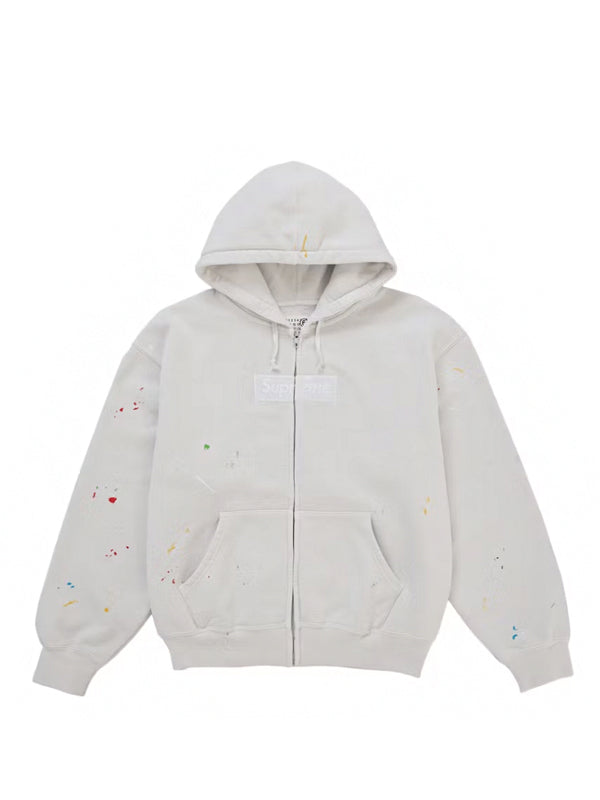 Supreme MM6 Maison Margiela Box Logo Zip Up Hooded Sweatshirt White