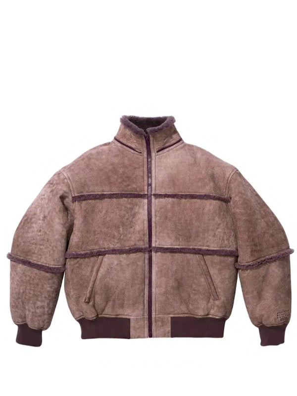 Supreme MM6 Maison Margiela Hooded Shearling Bomber Jacket Purple