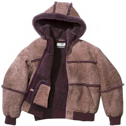 Supreme MM6 Maison Margiela Hooded Shearling Bomber Jacket Purple