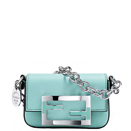 Tiffany x FENDI Nano Baguette in Tiffany Blue Leather with Sterling Silver