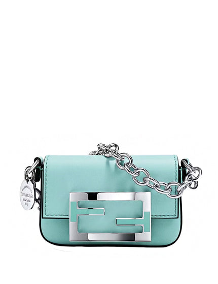 Tiffany x FENDI Nano Baguette in Tiffany Blue Leather with Sterling Silver