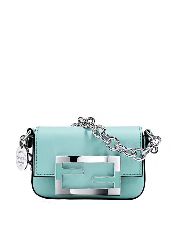 Tiffany x FENDI Nano Baguette in Tiffany Blue Leather with Sterling Silver