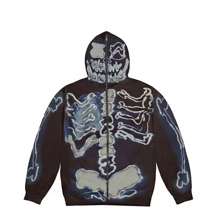 Travis Scott Cactus Jack For Fragment Skeleton Graffiti Full Zip Hoodie Multi