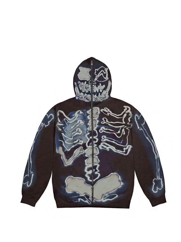Travis Scott Cactus Jack For Fragment Skeleton Graffiti Full Zip Hoodie Multi