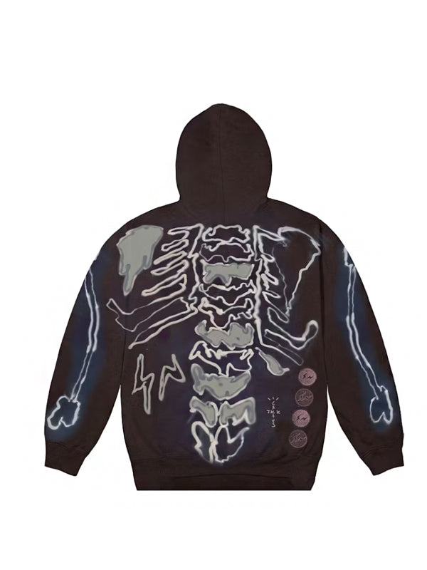 Travis Scott Cactus Jack For Fragment Skeleton Graffiti Full Zip Hoodie Multi