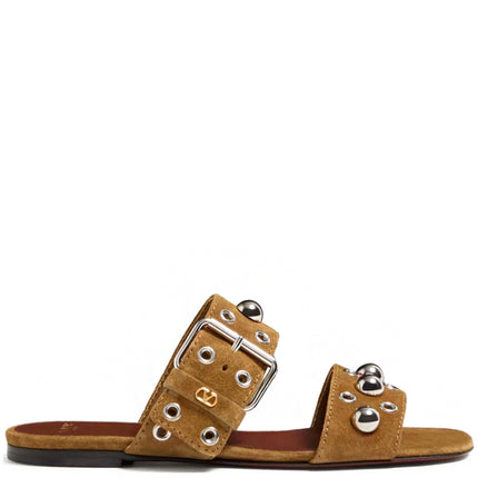 Valentino Garavani Sandália flat Nellcôte de couro