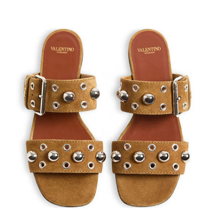 Valentino Garavani Sandália flat Nellcôte de couro
