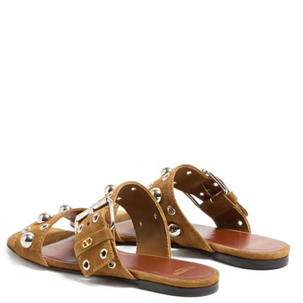 Valentino Garavani Sandália flat Nellcôte de couro