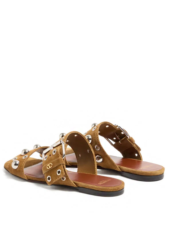Valentino Garavani Sandália flat Nellcôte de couro
