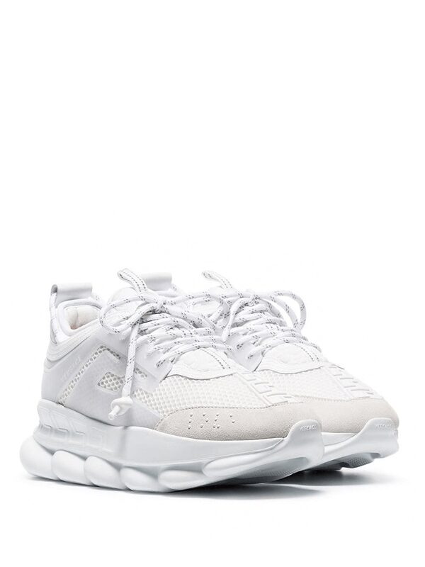 Versace Chain Reaction White Mesh Rubber Suede