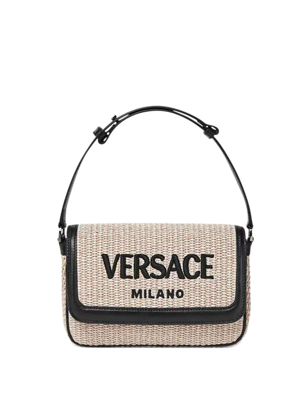 Versace Mini Embroidered Bag Natural/Black/Ruthenium