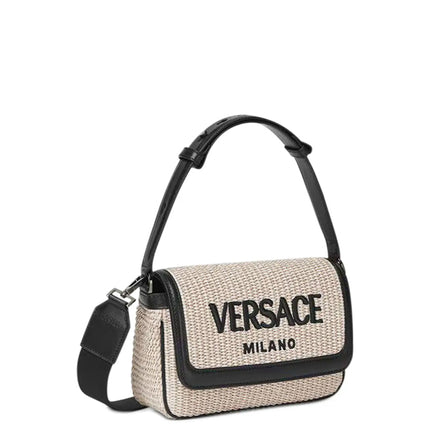 Versace Mini Embroidered Bag Natural/Black/Ruthenium