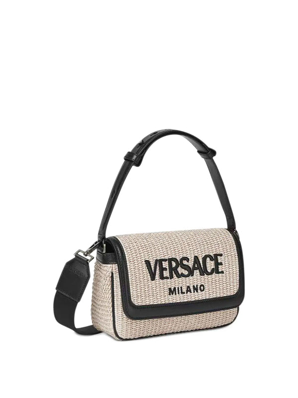 Versace Mini Embroidered Bag Natural/Black/Ruthenium