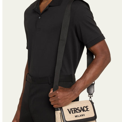 Versace Mini Embroidered Bag Natural/Black/Ruthenium