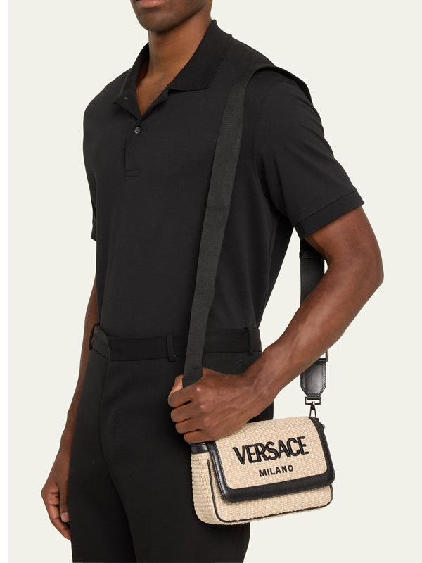 Versace Mini Embroidered Bag Natural/Black/Ruthenium