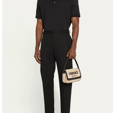 Versace Mini Embroidered Bag Natural/Black/Ruthenium