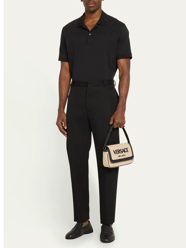 Versace Mini Embroidered Bag Natural/Black/Ruthenium