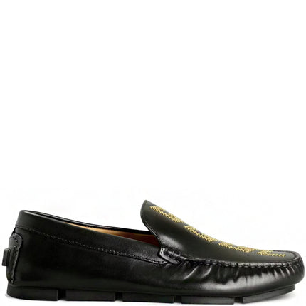 Versace Greca Driver Moccasins Loafers Black
