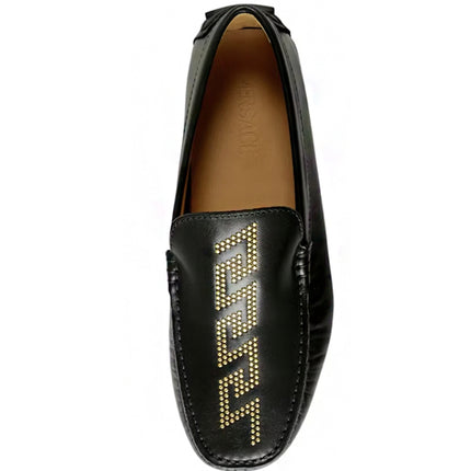 Versace Greca Driver Moccasins Loafers Black