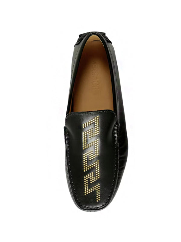 Versace Greca Driver Moccasins Loafers Black