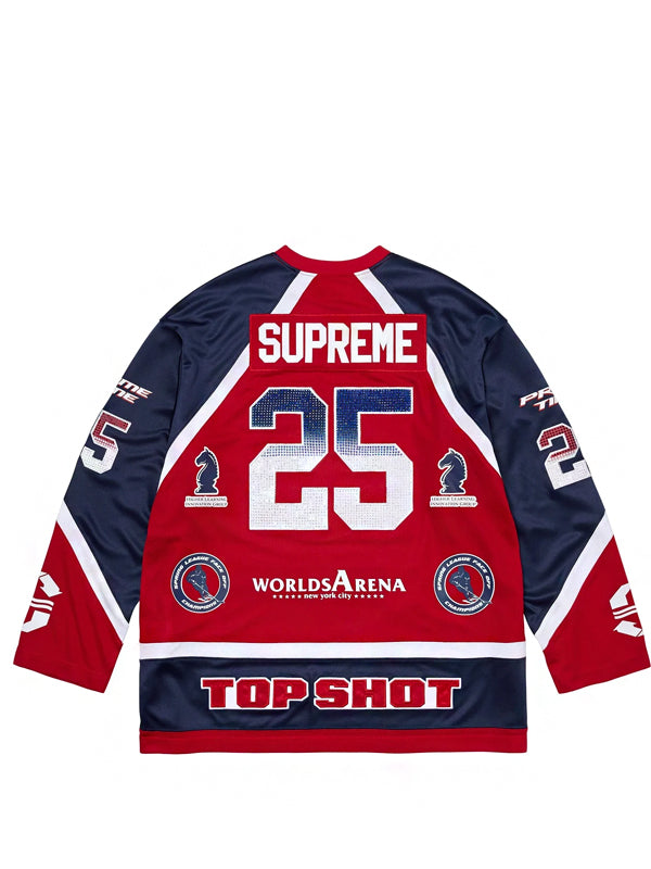 Supreme Rhinestone Hockey Jersey Red