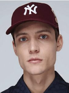 Gucci NY Yankees Embroidered Butterfly Baseball Cap Burgundy Original São Paulo 