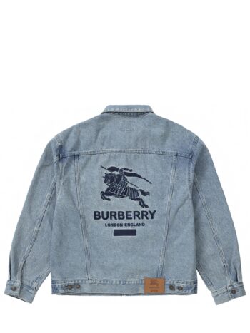 Supreme Burberry Denim Trucker Jacket Washed Blue - Imagem 3