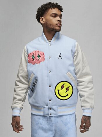 Jordan x J Balvin Varsity Jacket White/Blue - Imagem 2