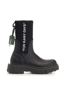 OFF-WHITE For Rainy Days Rain Boot Black Original São Paulo 