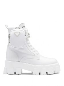 Prada Monolith 55mm Pouch Ankle Boots White Leather Original São Paulo 