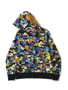 BAPE Multi Camo Shark Full Zip Hoodie (SS23) Black Original São Paulo