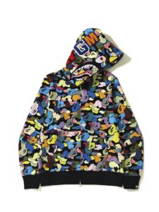 BAPE Multi Camo Shark Full Zip Hoodie (SS23) Black Original São Paulo