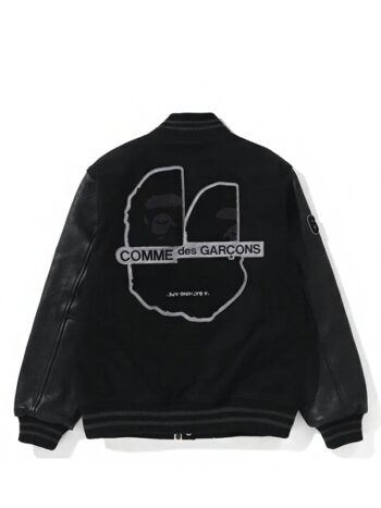 BAPE x Comme des Garcons Osaka Exclusive Varsity Jacket Black - Imagem 2