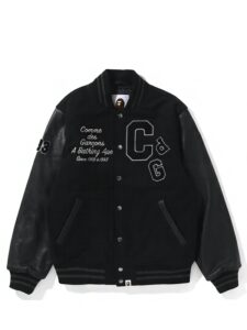 BAPE x Comme des Garcons Osaka Exclusive Varsity Jacket Black Original São Paulo