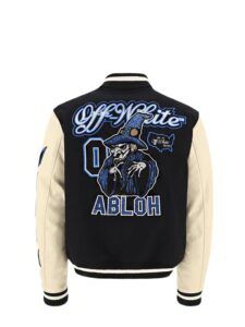 OFF-WHITE Witch Logo Patch Varsity Varsity Jacket Black/Peacock Original São Paulo